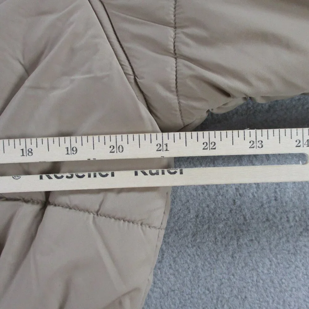 12th Tribe Puffer Jacket Womens S/M Brown Tan Lightweight Hooded Full Zip Coat - Picture 4 of 8